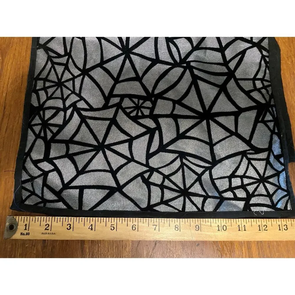 Black Silver Table Runner Spiderweb Cobwebs And Spiders 72” X 13”